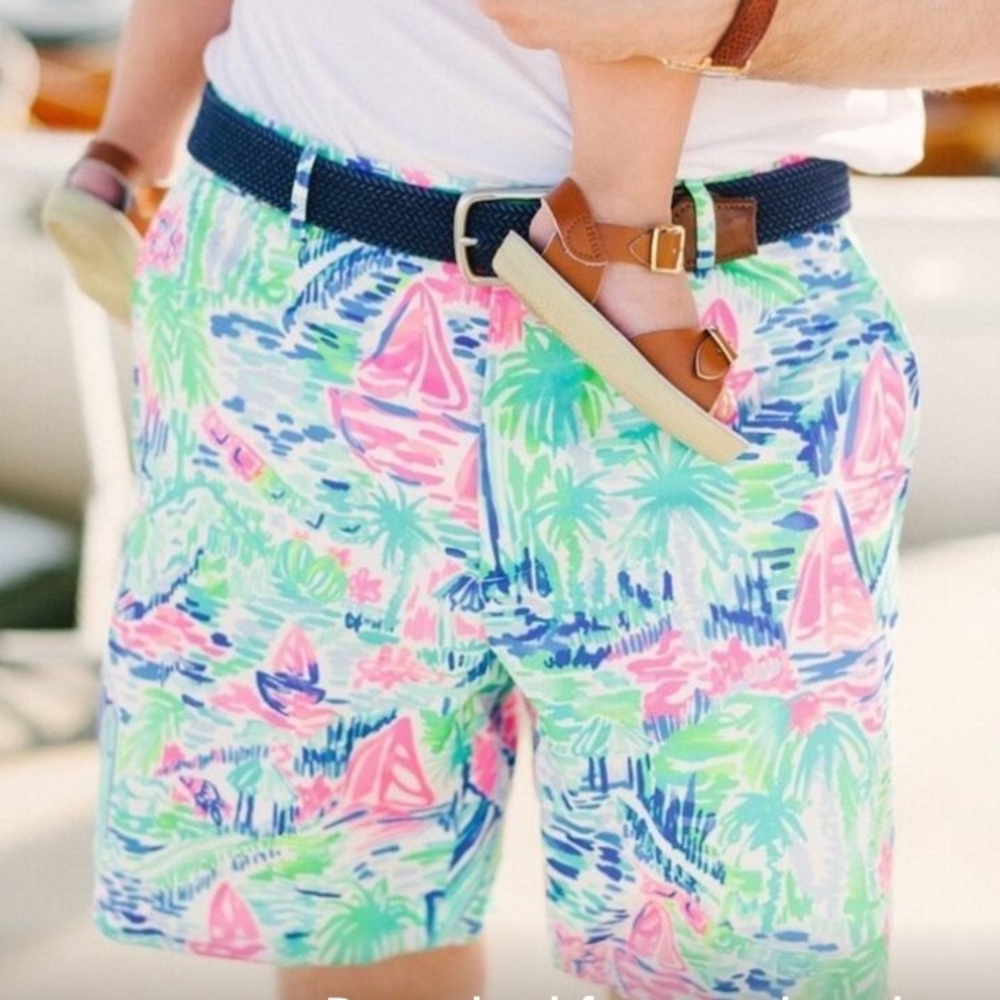 Lilly Pulitzer Men’s Beaumont Salt In The Air Multicolor Printed Shorts Size 30